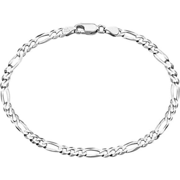 Sterling Silver Anklet for Women Italian Figaro Rope Snake Curb Chain Jewelry - Picture 6 of 6